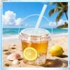 20 Set 24 oz Clear Plastic Drink Buckets with Lids & Straws, Disposable Iced Coffee & Cocktail Cups with Handles, Bulk Rum Buckets for Beach, Pool & Party Supplies view 4