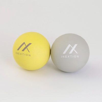 INEXTION - Therapy Massage Balls (2-Pack), High-Density Fascia Balls for Targeted Muscle Relaxation & Daily Recovery - 50D & 65D Hardness Options (Serene Gray + Dawn Yellow (65D+50D))