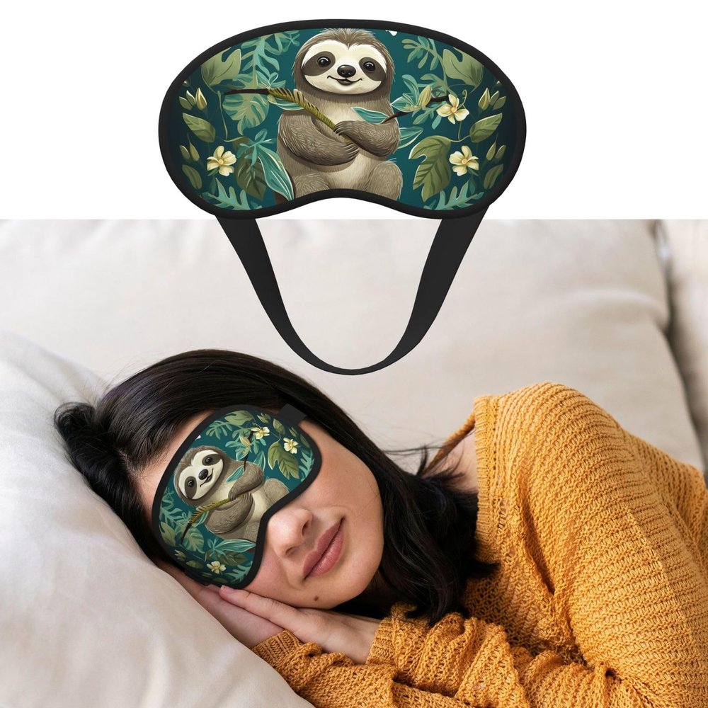 Adorable Sloth Sleep Mask for Side Sleeper Blackout Eye Masks for Women Men Blindfold Mask Side Sleeper Eye Cover for Sleeping Nap Blackout Eye Shade Cover for Travel