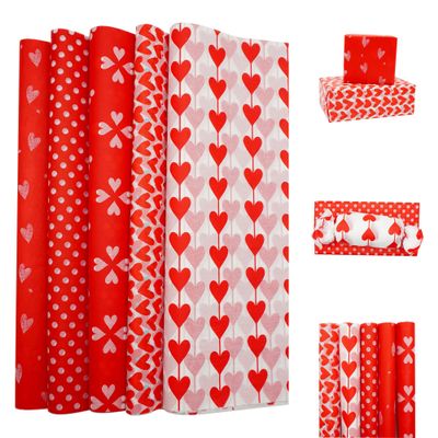 50 Sheets Valentine's Day Tissue Paper Bulk Gift Wrapping Paper for Gift Wrapping Boxes DIY Crafts Birthday Holiday Wedding Party Decoration 20 x 14 Inch (5 Patterns)