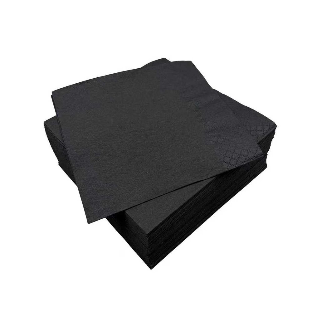 Softure Cocktail Napkins, Beverage Napkins, 1000 Count 2-Ply Black Napkins Disposable, 5" x 5" Folded Paper Napkins Bulk Beverage Napkins for Dinner Wedding Bar Party and Everyday Use