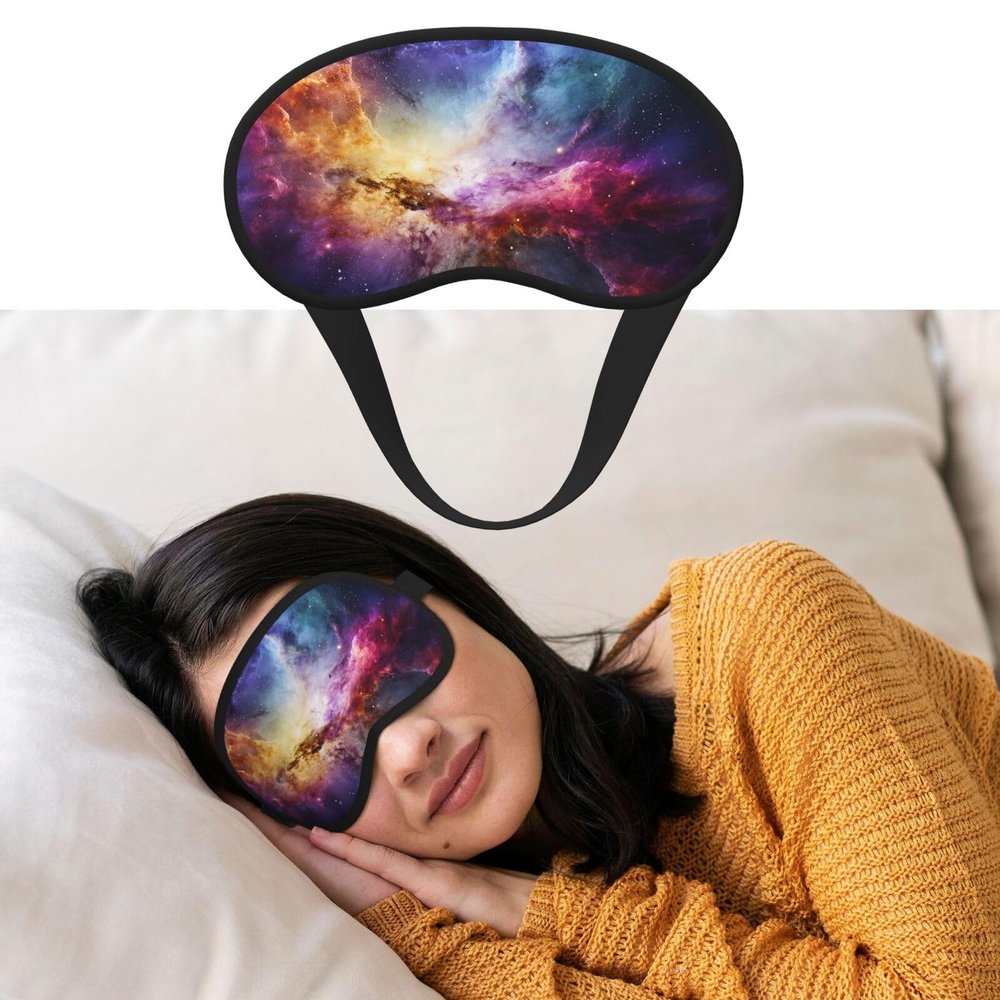 Nebula and Galaxy in The Universe Sleep Mask for Side Sleeper Blackout Eye Masks for Women Men Blindfold Mask Side Sleeper Eye Cover for Sleeping Nap Blackout Eye Shade Cover for Travel