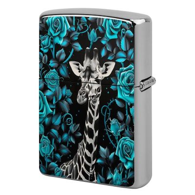 Giraffe Roses Pattern Lighter Case, Cool Lighters Cover, Copper Lighter Case, for Son Dad Husband Him