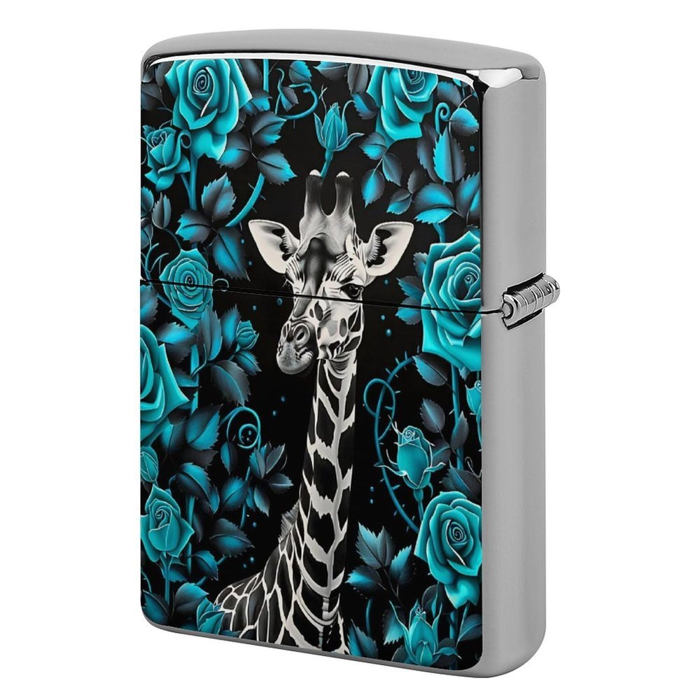 Giraffe Roses Pattern Lighter Case, Cool Lighters Cover, Copper Lighter Case, for Son Dad Husband Him