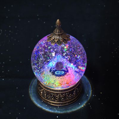12 Zodiac Signs Cancer Crystal Pyramid Globe with Clear Quartz Healing Stones and Glitter, Pyramid for Positive Energy, Lucky, Handmade Zodiac Themed Gifts for Its Lovers, Birthday Gifts (Cancer)