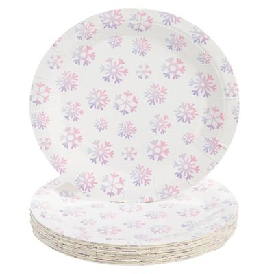 Fun Express 9" Arctic Wonderland Snowflake Disposable Paper Dinner Plates 24 Count
