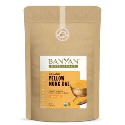 Banyan Botanicals Organic Yellow Mung Dal Gut-Friendly Plant-Based Protein Premium Split Mung Beans for Kitchari, Easy Digestion & Metabolic Purity 2 lb. USDA Organic
