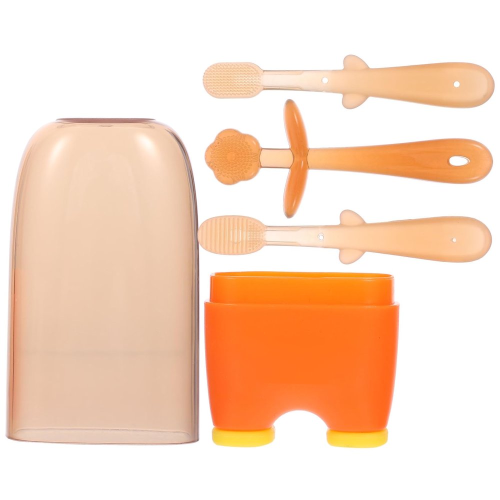 Veemoon Silicone Toothbrush 3pcs Oral Cleaning Brush Tongue Cleaner Newborn Soft Mouth Care Tool for Gum Health