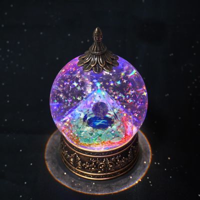 12 Zodiac Signs Sagittarius Crystal Pyramid Globe with Turquoise Healing Stones and Glitter, Pyramid for Positive Energy Lucky, Handmade Zodiac Themed Gifts for Its Lovers, Birthday (Sagittarius)