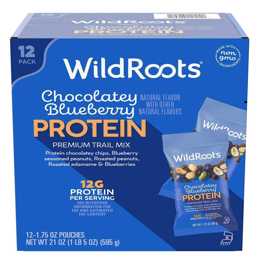 HGUWild"'Roots Chocolatey Blueberry Protein Single Serve Trail Mix, 1.75 oz., 12 pk.