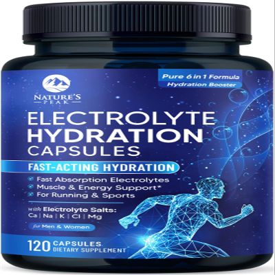 Electrolytes Supplement - 6-in-1 Advanced Hydration Complex with Sodium Chloride, Magnesium, Potassium, Calcium, Vitamin D3 - Best Sugar Free Hydrating Mineral Salt Pills - Vegan & Keto - 120 Capsules