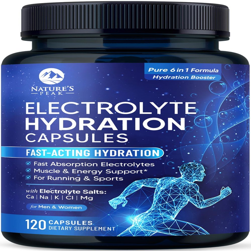 Electrolytes Supplement - 6-in-1 Advanced Hydration Complex with Sodium Chloride, Magnesium, Potassium, Calcium, Vitamin D3 - Best Sugar Free Hydrating Mineral Salt Pills - Vegan & Keto - 120 Capsules