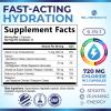 Electrolytes Supplement - Sugar Free, Advanced Hydration Complex with Sodium Chloride, Magnesium, Potassium, Calcium, Vitamin D3 - Best Hydrating Mineral Salt Pills - Vegan & Keto - 120 Capsules view 2