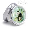 Green Crystal Storm Panda Pill Case with Mirror Retro 3 Compartment Small Pill Organizer Metal Round Pill Box Or Vitamins Fish Oil Supplements Pill Container Travel for Purse Pocket view 2