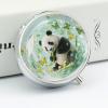 Green Crystal Storm Panda Pill Case with Mirror Retro 3 Compartment Small Pill Organizer Metal Round Pill Box Or Vitamins Fish Oil Supplements Pill Container Travel for Purse Pocket view 4