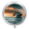 Cruise Ship Pill Box 3 Compartment Small Pill Case Travel Round Pill Box Portable for Pocket Or Purse Pill Organizer Pill Container Holder to Hold Vitamins view 1