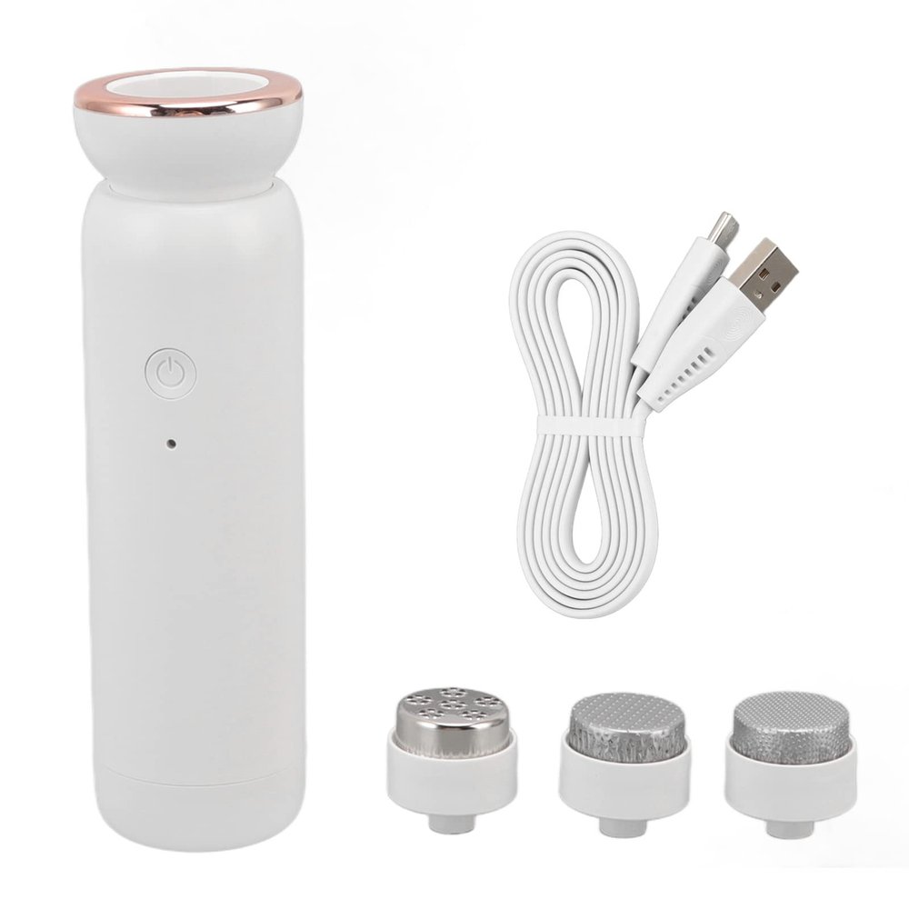 Electric Foot Callus Remover USB Rechargeable Pedicure Tool 5 Speed Adjustable with 3 Grinding Heads for Dead Skin Removal on Feet ABS Material (White)