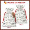 Fuzquwu Bicycle Pattern Christmas Gift Bag, Drawstring Gift Bags For Holidays, Birthday, Party Favors With Kraft Paper Tag view 2