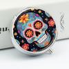Sugar Skulls Pill Box 3 Compartment Small Pill Case Travel Round Pill Box Portable for Pocket Or Purse Pill Organizer Pill Container Holder to Hold Vitamins view 4