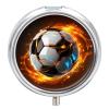 Cool Soccer Ball Pill Box 3 Compartment Small Pill Case Travel Round Pill Box Portable for Pocket Or Purse Pill Organizer Pill Container Holder to Hold Vitamins view 1