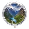 Norwegian Fjords Pill Box 3 Compartment Small Pill Case Travel Round Pill Box Portable for Pocket Or Purse Pill Organizer Pill Container Holder to Hold Vitamins view 1