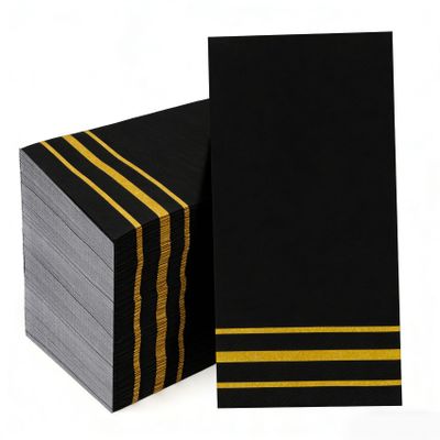 100 Pack Paper Napkins Disposable Guest Towels Gold Lined Elegant Dinner Napkins 2-ply Party Napkin Guest Disposable Soft&Absorbent Paper Hand Towels for Bathroom Kitchen Wedding Party Dinner Event