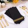 100 Pack Paper Napkins Disposable Guest Towels Gold Lined Elegant Dinner Napkins 2-ply Party Napkin Guest Disposable Soft&Absorbent Paper Hand Towels for Bathroom Kitchen Wedding Party Dinner Event view 2
