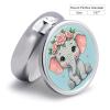 Cute Flower Elephant Pill Case with Mirror Retro 3 Compartment Small Pill Organizer Metal Round Pill Box Or Vitamins Fish Oil Supplements Pill Container Travel for Purse Pocket view 2