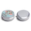 Cute Flower Elephant Pill Case with Mirror Retro 3 Compartment Small Pill Organizer Metal Round Pill Box Or Vitamins Fish Oil Supplements Pill Container Travel for Purse Pocket view 3