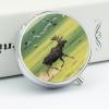 Moose Pill Case with Mirror Retro 3 Compartment Small Pill Organizer Metal Round Pill Box Or Vitamins Fish Oil Supplements Pill Container Travel for Purse Pocket view 4