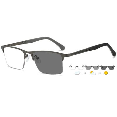 ABETOS Photochromic Transition Reading Glasses Blue Light Blocking Half Metal Spring Hinges Sun Readers Men Women, Grey+0.0