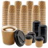Orepzinc 100 Set 4oz Disposable Espresso Cups with Lids, Corrugated Paper & Plastic, Ideal for Home Use view 1