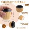 Orepzinc 100 Set 4oz Disposable Espresso Cups with Lids, Corrugated Paper & Plastic, Ideal for Home Use view 2