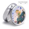 Blonde Elf Holding A Magic Wand Pill Case with Mirror Retro 3 Compartment Small Pill Organizer Metal Round Pill Box Or Vitamins Fish Oil Supplements Pill Container Travel for Purse Pocket view 2