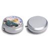 Blonde Elf Holding A Magic Wand Pill Case with Mirror Retro 3 Compartment Small Pill Organizer Metal Round Pill Box Or Vitamins Fish Oil Supplements Pill Container Travel for Purse Pocket view 3