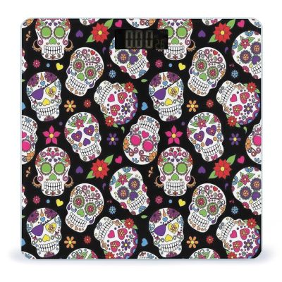 Colorful Vintage Sugar Skull Scale for Body Weight Digital Bathroom Scale Precision Smart Weighing Scales with Clear LED Display Accurate High Precision Scales Weighing Machine