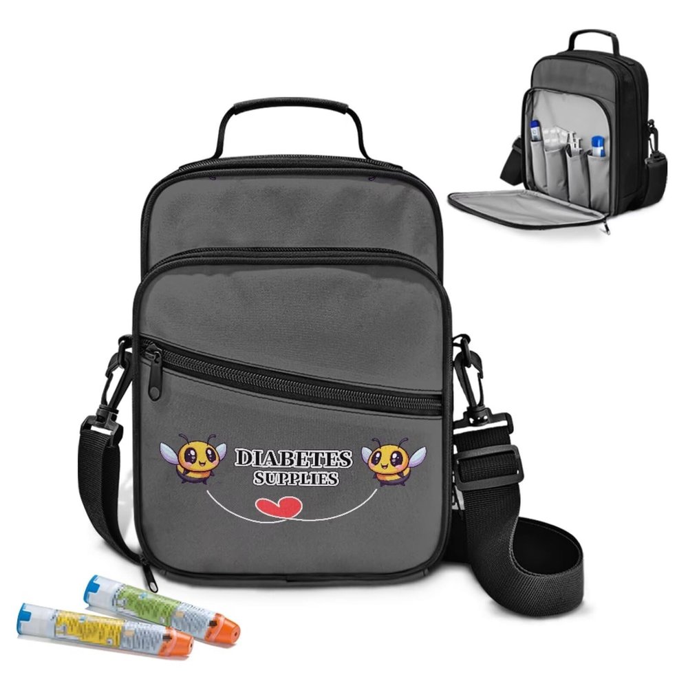Voxugoniy Diabetes Travel Backpack Insulated Pocket Bee Waterproof Unisex Diabetic Care Products Diabetes Supplies Organizer