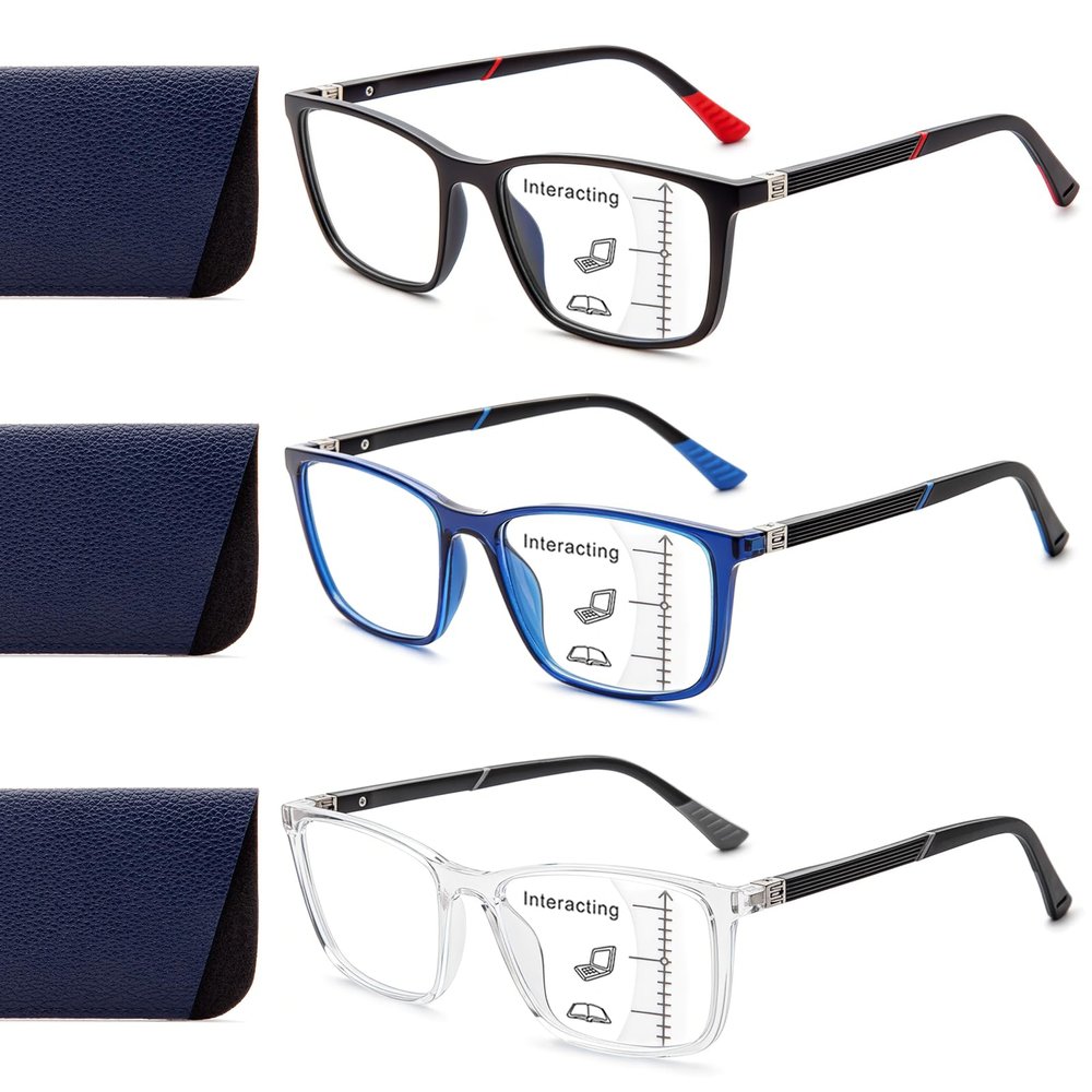 EVANLCAP 3 Pcs Progressive Multifocal Blue Light Blocking Reading Glasses
