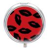 Red and Black Lips Pill Box 3 Compartment Small Pill Case Travel Round Pill Box Portable for Pocket Or Purse Pill Organizer Pill Container Holder to Hold Vitamins view 1