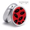 Red and Black Lips Pill Box 3 Compartment Small Pill Case Travel Round Pill Box Portable for Pocket Or Purse Pill Organizer Pill Container Holder to Hold Vitamins view 2