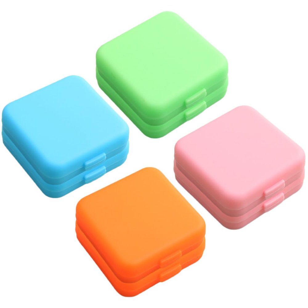 Abaodam 8pcs Portable Pill Organizer Travel Medicine Storage Box with 4 Compartments Small Square Pill Case for Pocket Purse Travel Medication Holder