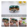 Square Cats on The Piano Pill Organizer Pill Box 3 Compartment Portable Travel Medicine Case Daily Mini Compact Medicine Container Storage Vitamin Supplement Dispenser view 4