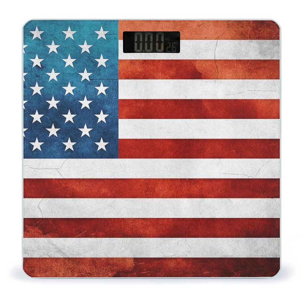 Vintage American USA Flag Scale for Body Weight Digital Bathroom Scale Precision Smart Weighing Scales with Clear LED Display Accurate High Precision Scales Weighing Machine