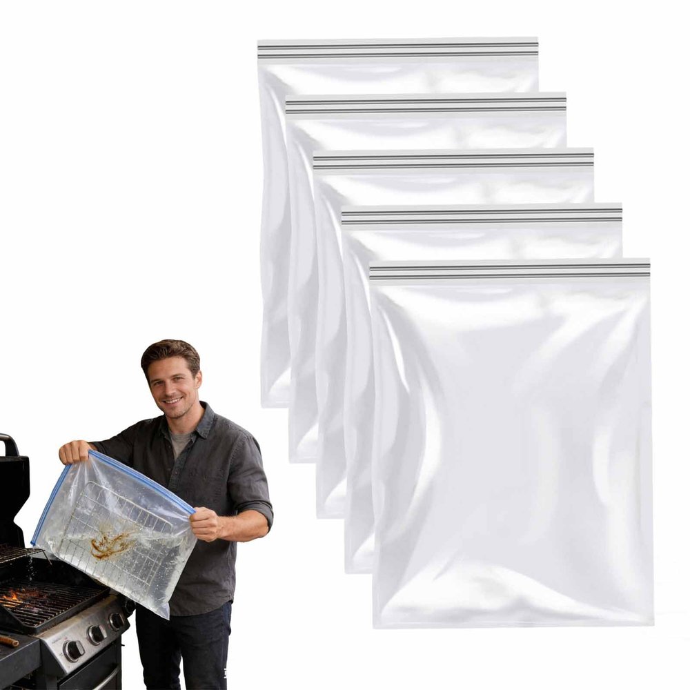 5pcs Oven Rack Cleaning Bags, No Scrub Oven & Grill Cleaner Bags, Reusable and Leak-Proof Bags, Suitable For Cleaning of Various Sizes (32x24in)