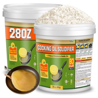 SnowLlily Cooking Oil Solidifier, 28 fl oz (80 Cups) | Grease Solidifier Powder for Easy Disposal | Hardens Used Fry Oil Up to 5 Gallons for Clean Kitchen Disposal