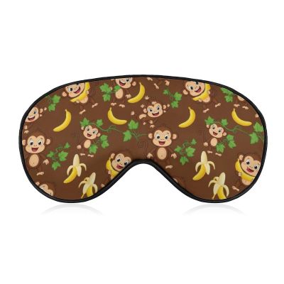 MZERSE Adjustable Sleeping Eye Mask Banana Monkeys Blindfold Lightweight Sleep Mask with Adjustable Head Strap for Nap Travel Full Sleeping