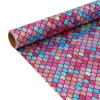 komforbaa Rose Red Shiny Gift Wrapping Paper, Iridescent Mermaid Scale Gift Wrap for Birthday, Graduation, Anniversary, Baby Shower, Wedding, Kids, Girls, 17In33Ft (43cm10m)