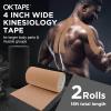 OK TAPE Extra Wide Kinesiology Tape, 4 Inch Body Tape, Elastic Physical Therapy Athletic Tape for Pain Relief & Joint Support, Latex Free | Back, Shoulder, Knee (8 ft x 2 Rolls) Black view 2