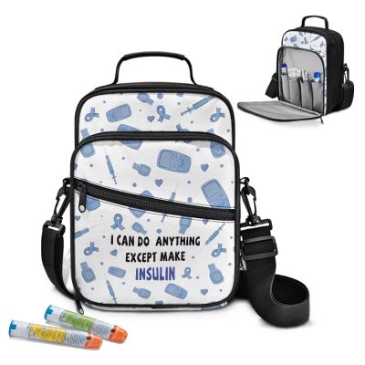 Voxugoniy Womens Diabetes Backpack Purse with Travel Organizer for Medications Insulin Glucose Meter to Help Keep Medications Cool Blue Heart