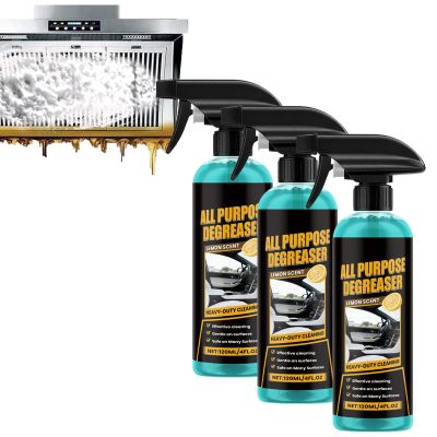 All Purpose Degreaser, Heavy Duty Degreaser for Kitchen, All Purpose Cleaning Solution, Quick Stain Removal, Lemon Scented Formula, for Car House Oven Stove Cooktop Counter Sink Cabinet (3pcs)